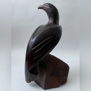 Vintage Hand Carved Large Ironwood American Eagle Falcon Sculpture 9.5 in